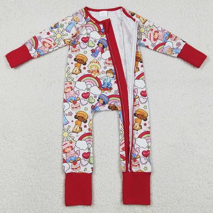 Baby Girls Rompers Strawberry Flowers Two Way Zip Convertible Rompers LR2852 12.9