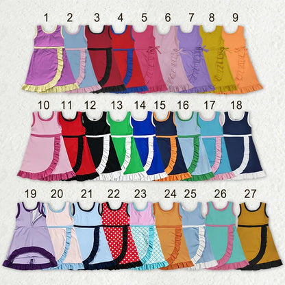 Sibling Baby Girls Sleeveless Yoga Active Ruffle Knee Length Dresses