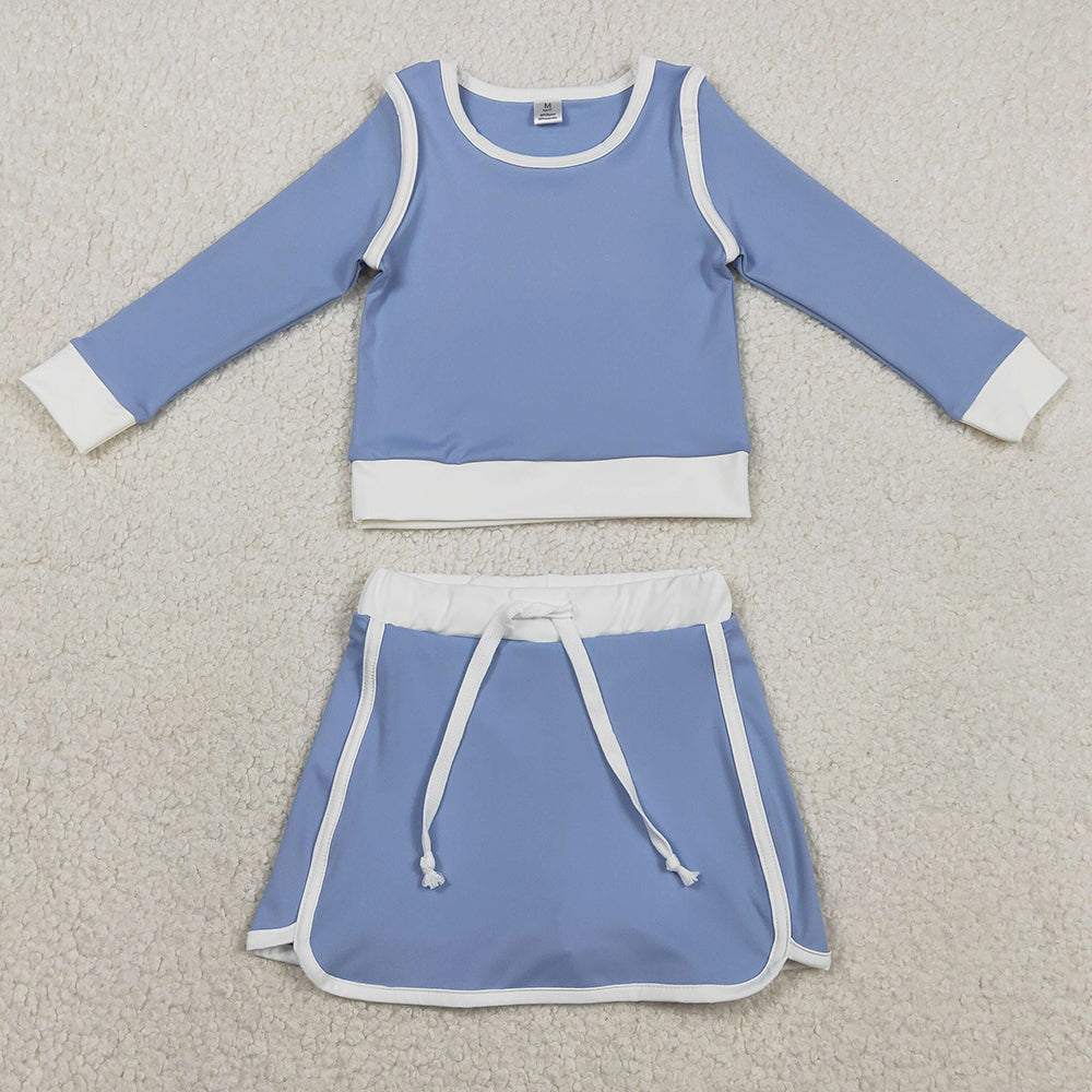 Baby Girls Clothes Blue Long Sleeve Top Skirts Shorts Yoga Active Clothes Sets GLD1483
