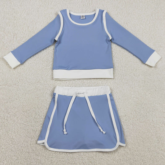 Baby Girls Clothes Blue Long Sleeve Top Skirts Shorts Yoga Active Clothes Sets GLD1483