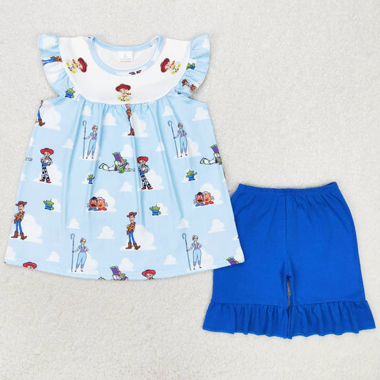 Boutique Baby Girls Clothes Cartoon Tunic Tops Shorts Sets GSSO1373