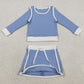 Baby Girls Clothes Blue Long Sleeve Top Skirts Shorts Yoga Active Clothes Sets GLD1483