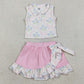 Baby Girls Clothes Bows Flowers Button Vest Top Ruffle Skirt Shorts Yoga Active Clothes Sets GSD3478