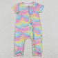 Baby Infant Girls Romper Colorful Leopard Zip Short Sleeve Rompers SR0977