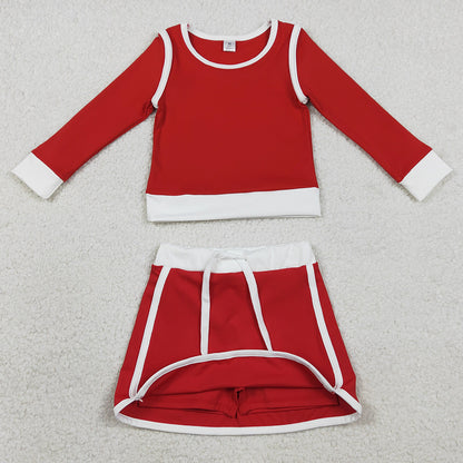 Baby Girls Clothes Red Long Sleeve Top Skirts Shorts Yoga Active Clothes Sets GLD1482