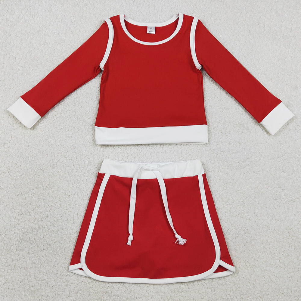 Baby Girls Clothes Red Long Sleeve Top Skirts Shorts Yoga Active Clothes Sets GLD1482