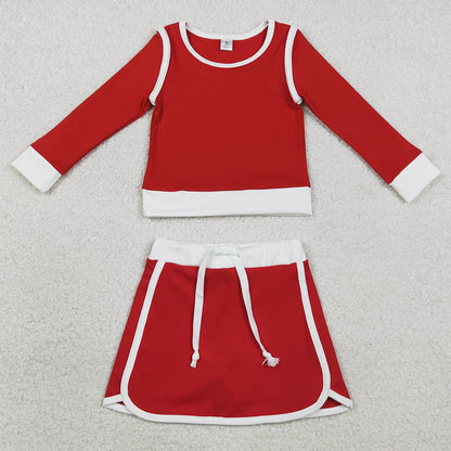 Baby Girls Clothes Red Long Sleeve Top Skirts Shorts Yoga Active Clothes Sets GLD1482