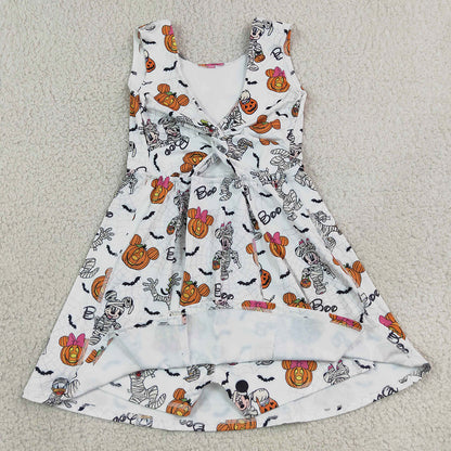 Baby Girls Dress Cartoon Mouses Pumpkins Boo Halloweens Yoga Active Short Dress GSD4291