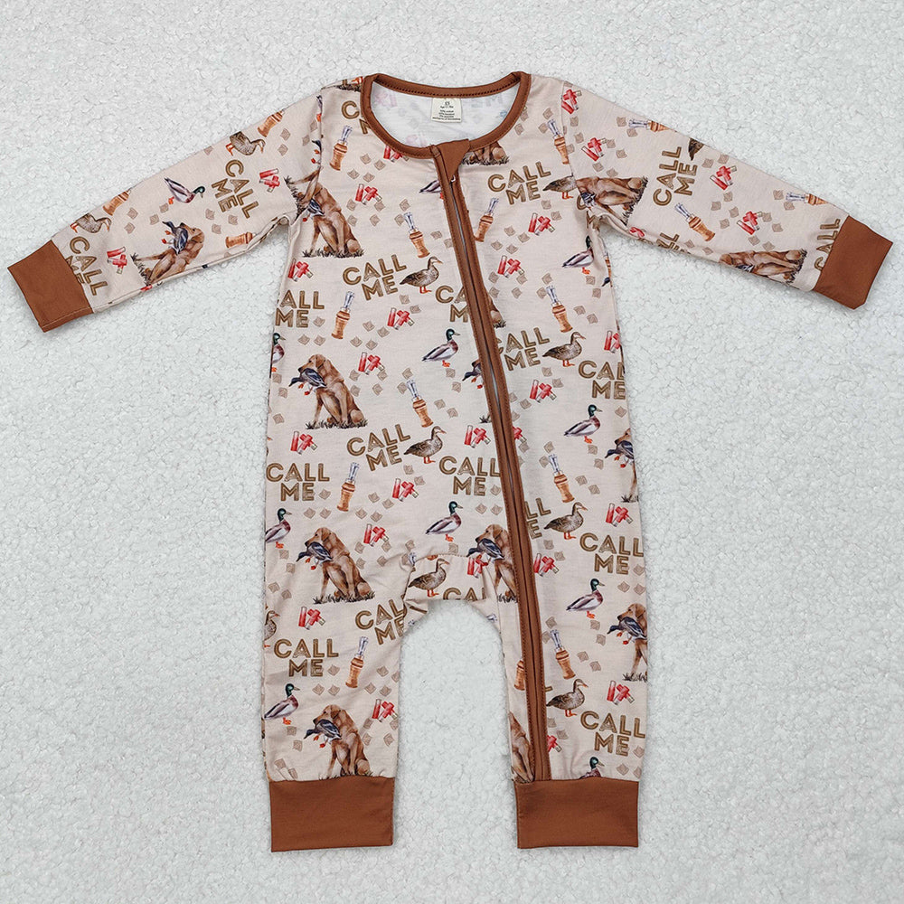 Baby Infant Boys Rompers Duck Call Me Hunting Bamboo Zip Rompers LR1991