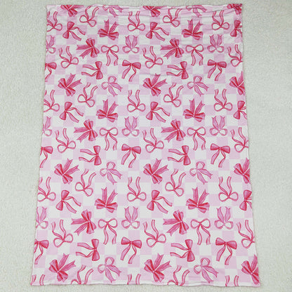 Baby Kids Girls Blankets Pink Bows Plaid Blankets BL0206 6.9