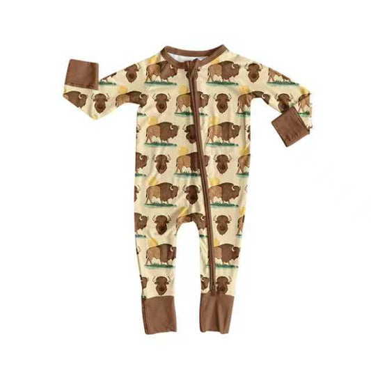 Preorder (moq 8)Baby Boys Bulls Western Footie Rompers 9.24