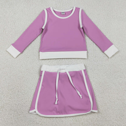 Baby Girls Clothes Pink Long Sleeve Top Skirts Shorts Yoga Clothes Sets GLD1484