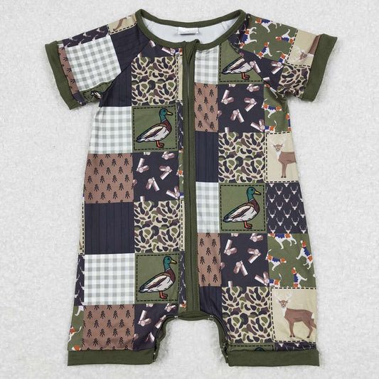 Baby Infant Boys Romper Duck Print Zip Short Sleeve Rompers SR0902