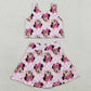 Baby Girls Clothes Sleeveless Pink Plaid Cartoon Top Skort Yoga Set GSD2460