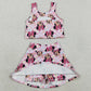 Baby Girls Clothes Sleeveless Pink Plaid Cartoon Top Skort Yoga Set GSD2460