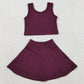 Baby Girls Dress Wine Vest Top Sports Skorts Clothes Sets GSD1981