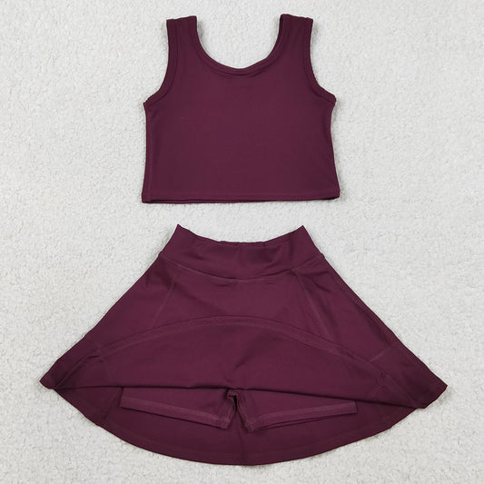 Baby Girls Dress Wine Vest Top Sports Skorts Clothes Sets GSD1981