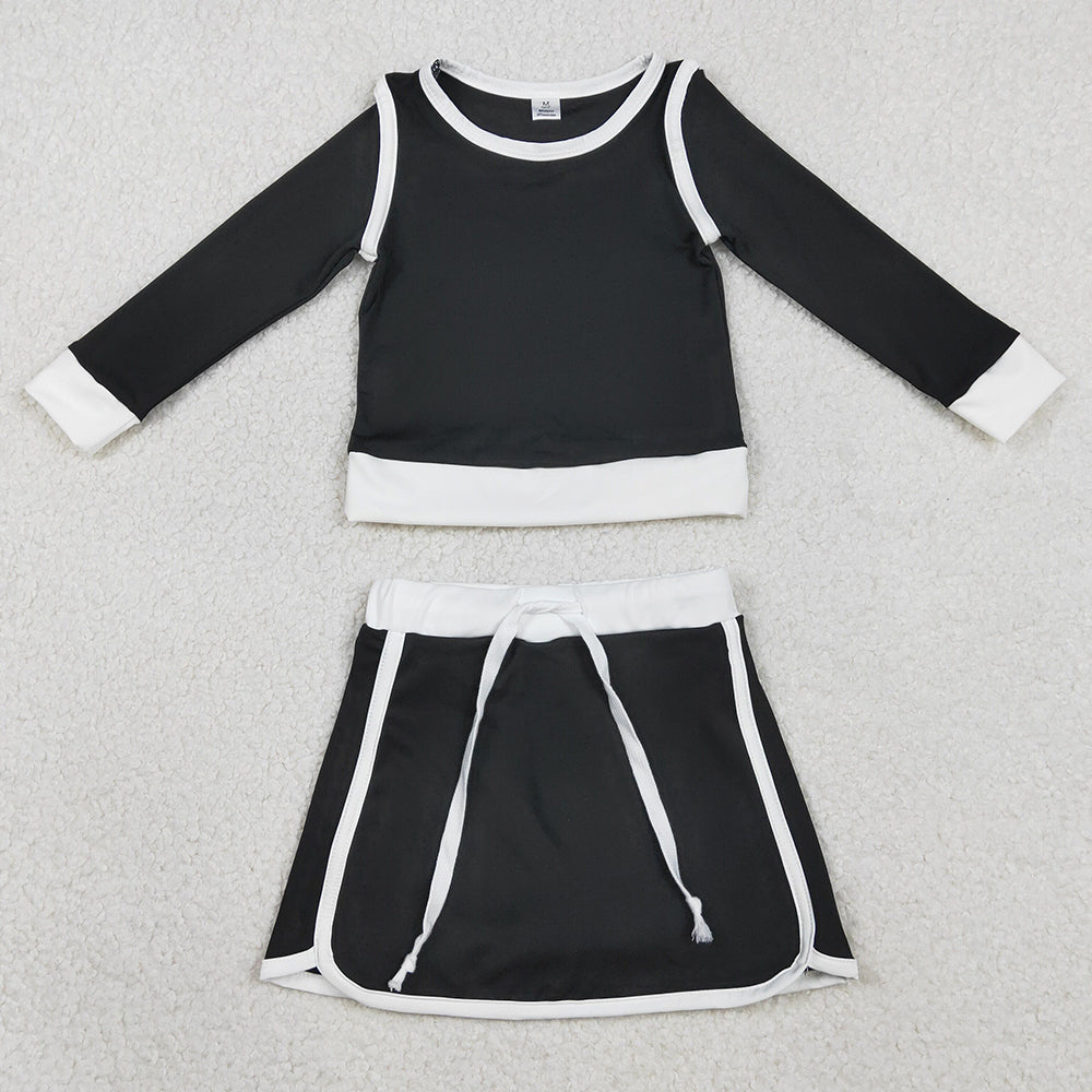 Baby Girls Clothes Black Long Sleeve Top Skirts Shorts Yoga Active Clothes Sets GLD1481