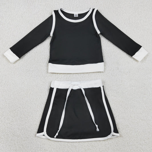 Baby Girls Clothes Black Long Sleeve Top Skirts Shorts Yoga Active Clothes Sets GLD1481
