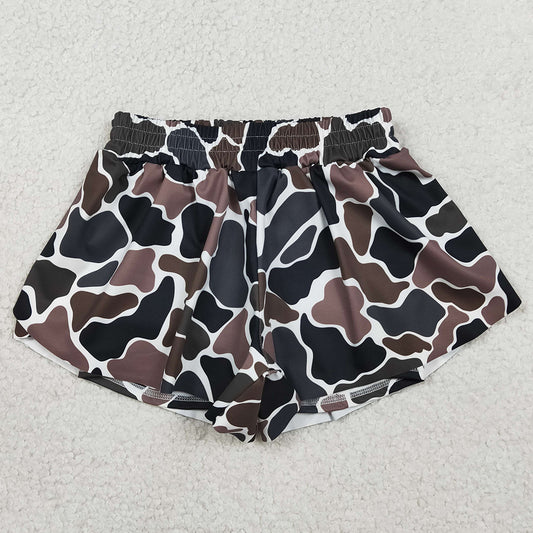 Baby Girls Shorts Southern Dark Brown Camo Yoga Active Ruffle Shorts Bottom SS0773