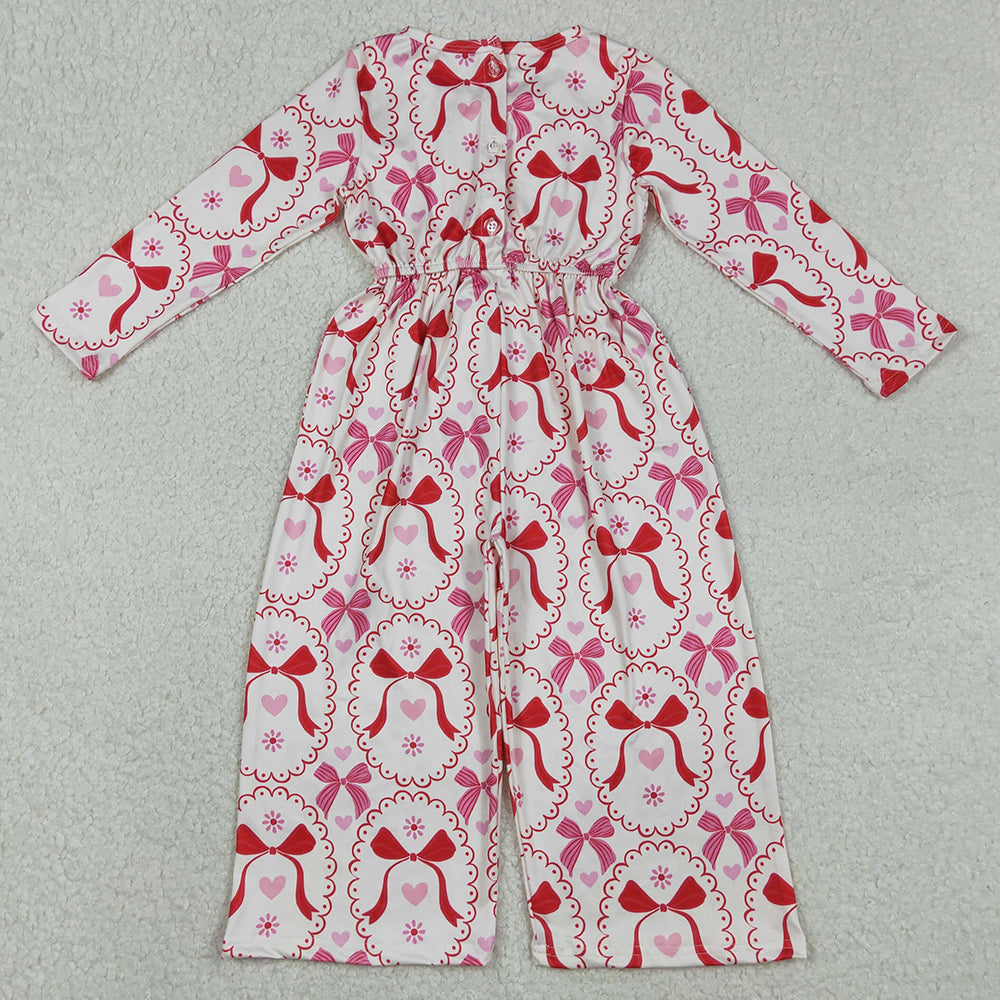 Baby Girls Jumpsuits Heart Bows Checked Pants Valentines Jumpsuits LR2713 12.9
