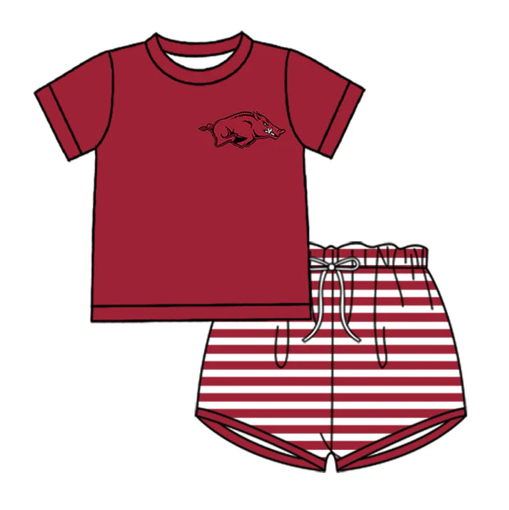 Preorder (moq 5)Baby Boys Red Bulls Top Stripe Shorts Team Clothes Sets 12.27