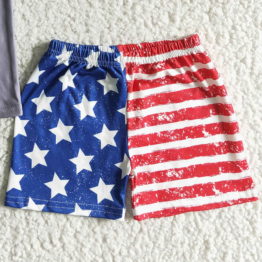 Summer Baby Boy Clothes July 4th Boutique Boys Clothing Star Print Kids Outfits BSSO0036