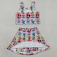 Baby Girls Clothes Sleeveless Cartoon Ducks Plaid Top Skort Yoga Sets GSD2333
