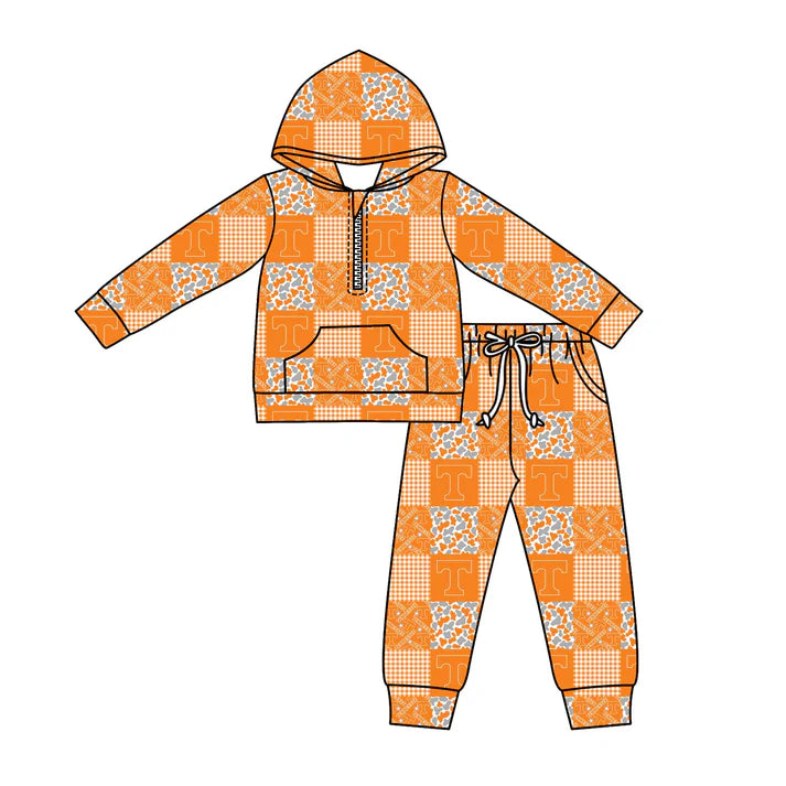 Preorder (moq 5)Baby Boys Camo T Checked Zipper Pockets Hoodies Pants Team Clothes Sets 11.27