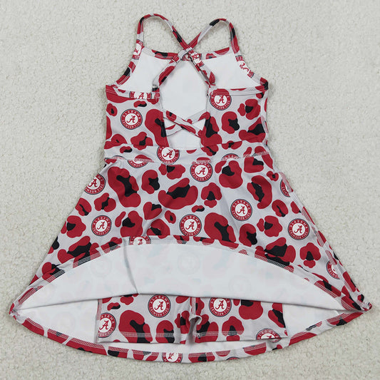 Baby Girls Dress Strap Red Leopard A Team Yoga Active Shorts Knee Length Dresses GSD3635