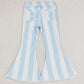 Baby Girls Jeans Blue Stripes Bell Flare Denim Pants P0469