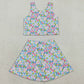 Baby Girls Dress Blue Flowers Athletic Active Wear Top Shorts Skirts Tennise Outfits GSD1988