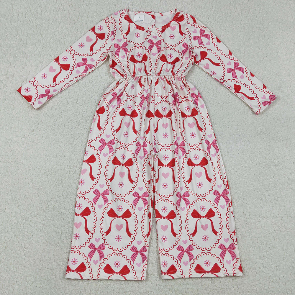 Baby Girls Jumpsuits Heart Bows Checked Pants Valentines Jumpsuits LR2713 12.9