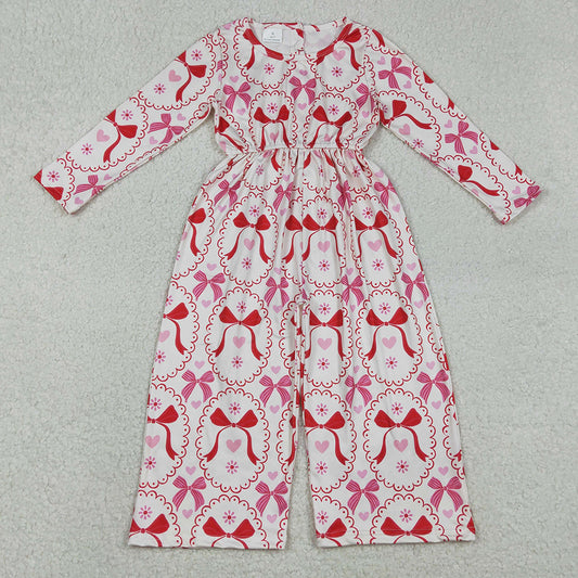 Baby Girls Jumpsuits Heart Bows Checked Pants Valentines Jumpsuits LR2713 12.9
