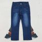 Baby Girls Pants Western Aztec Print Bell Bottom Denim Pants P0303 12.11