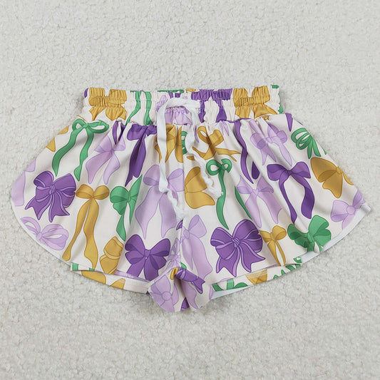 Baby Girls Shorts Mardi Gras Bows Plaid Yoga Active Shorts Bottoms SS0684 11.22