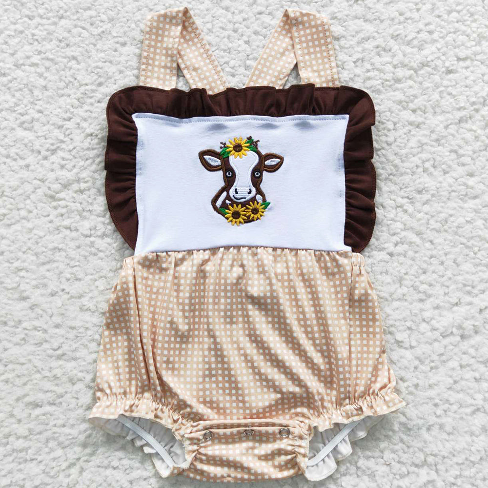 Baby Girls Rompers Cow Sunflower Kids Sibling Rompers SR0312