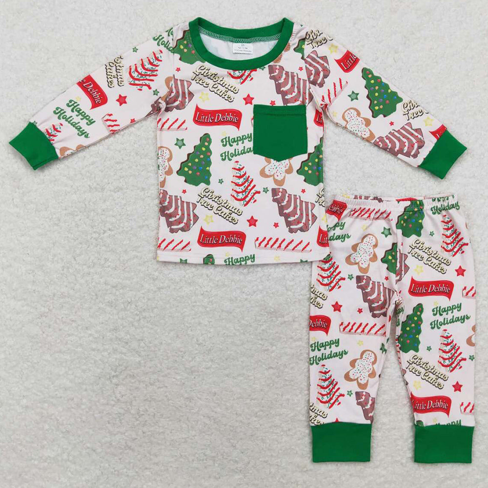 Hot Sale Baby Boys Pajamas Christmas Season Tree Pocket Shirt Pants Sibling Pajamas Girls Sets BLP0506