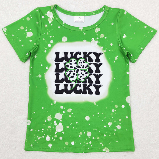 Baby Girls Clothes Top Green Lucky St Patrick Day Short Sleeve T-shirts GT0420