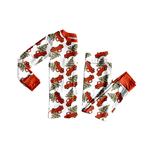 Preorder(moq 5) Baby Kids Christmas Trees Trucks Top Pants Lounge Wear Pajamas Sets 8.8