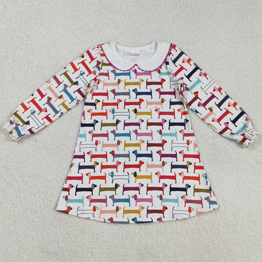 Baby Girls Dress Colorful Dackshunt Dogs Knee Length Dresses GLD0471 9.1