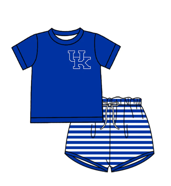 Preorder (moq 5)Baby Boys Blue UK Top Stripe Shorts Team Clothes Sets 12.27