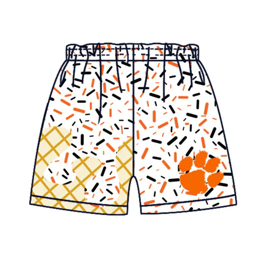 MOQ 5 pcs white orange ice cream sprinkle kids boys team shorts 8.19