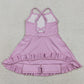 Baby Girls Dress Lavender Strap Yoga Ruffle Active Shorts Knee Length Dresses S0712