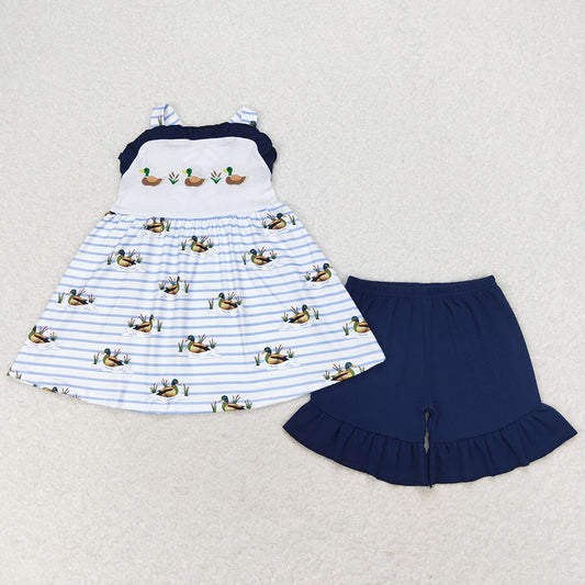 Baby Girls Clothes Ducks Straps Tunic Top Kids Sibling Clothes Baby Rompers Boys Clothes Sets SR1584