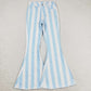 Adult Women Jeans Pants Blue Stripes Denim Bell Pants P0458