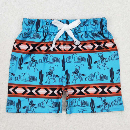 Baby Boys Shorts Blue Rodeo Cow Aztec Shorts SS0207