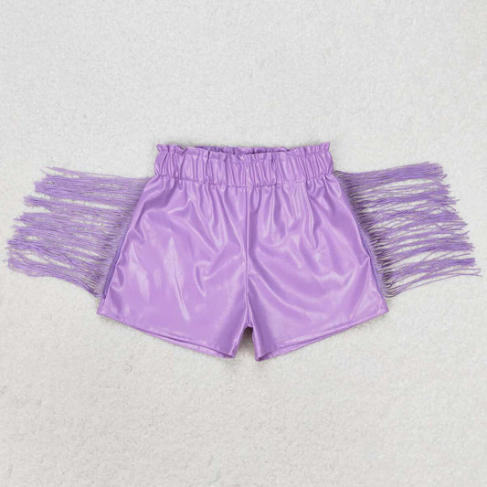 Baby Girls Shorts Lavender Tassel Pleather Shorts SS0251