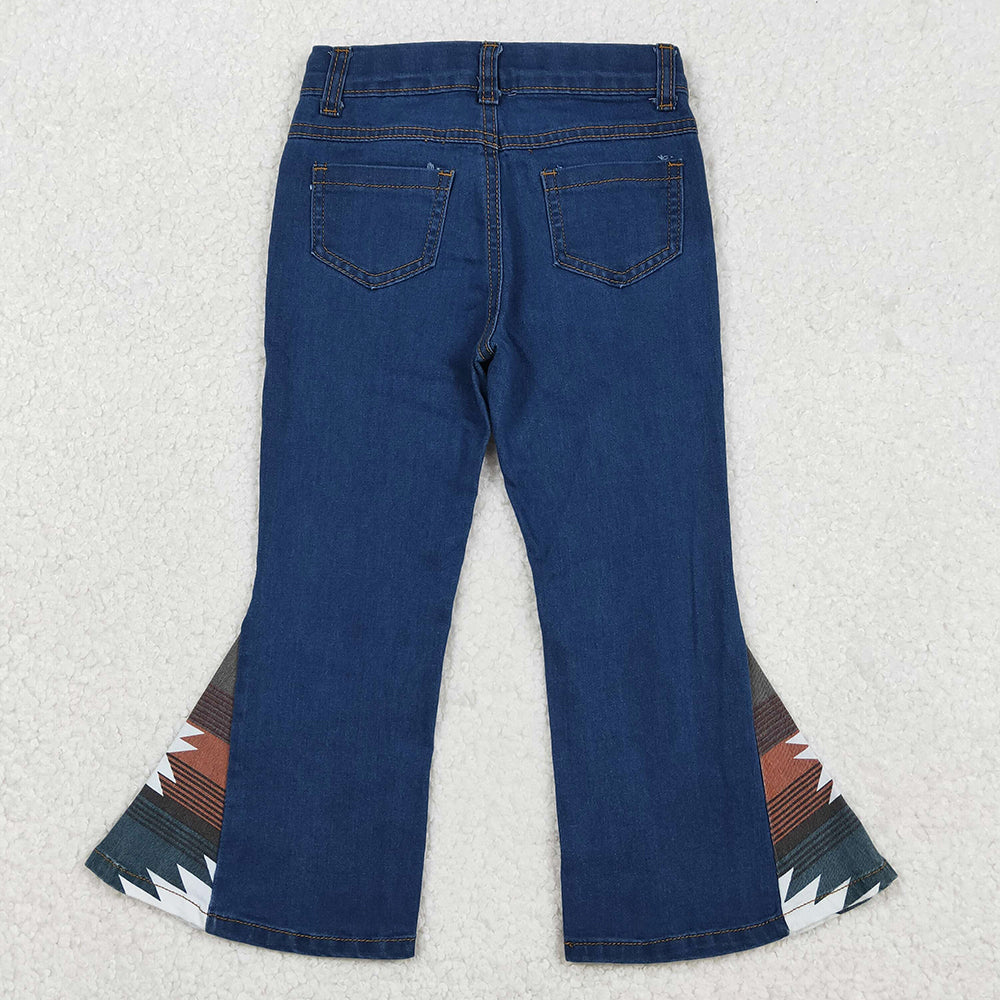 Baby Girls Pants Western Aztec Print Bell Bottom Denim Pants P0303 12.11