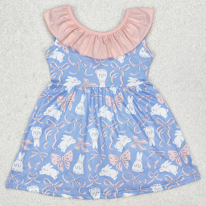 Baby Girls Dress Easter Rabbits Bows Knee Length Dresses GSD1829